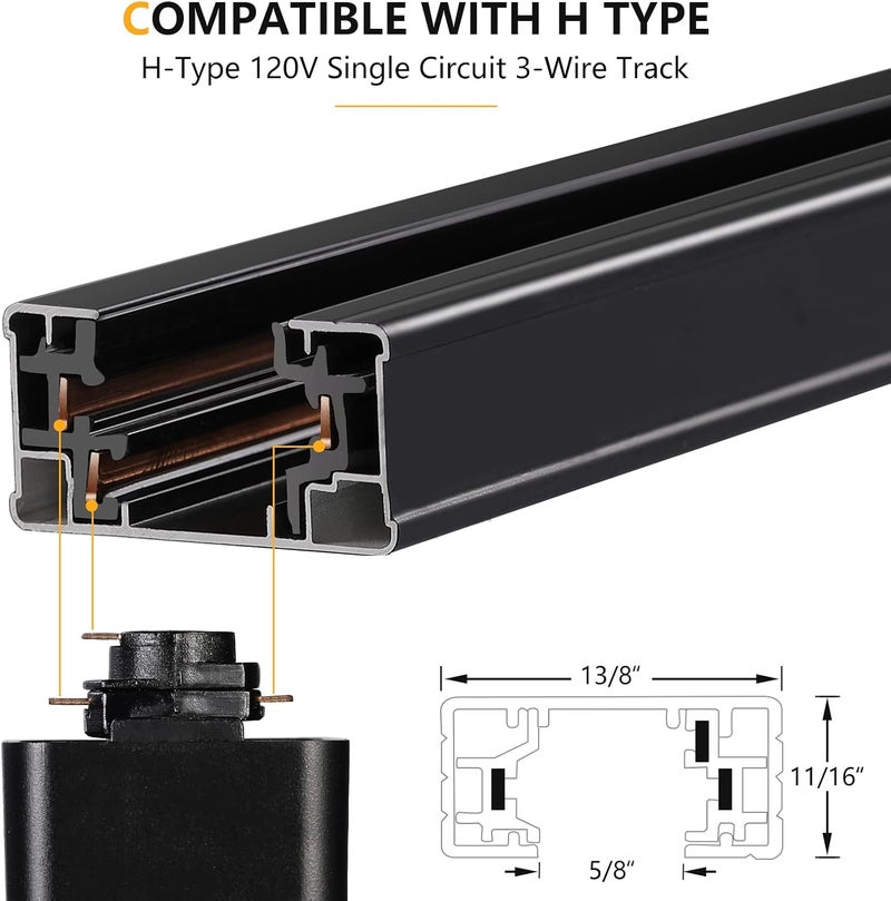 VANoopee H Track Floating Canopy Connector Black for Single Circuit H Type Rail, Cover Compatible With Halo System, LED Lighting Accessories Kit, Easy Install - Image 3